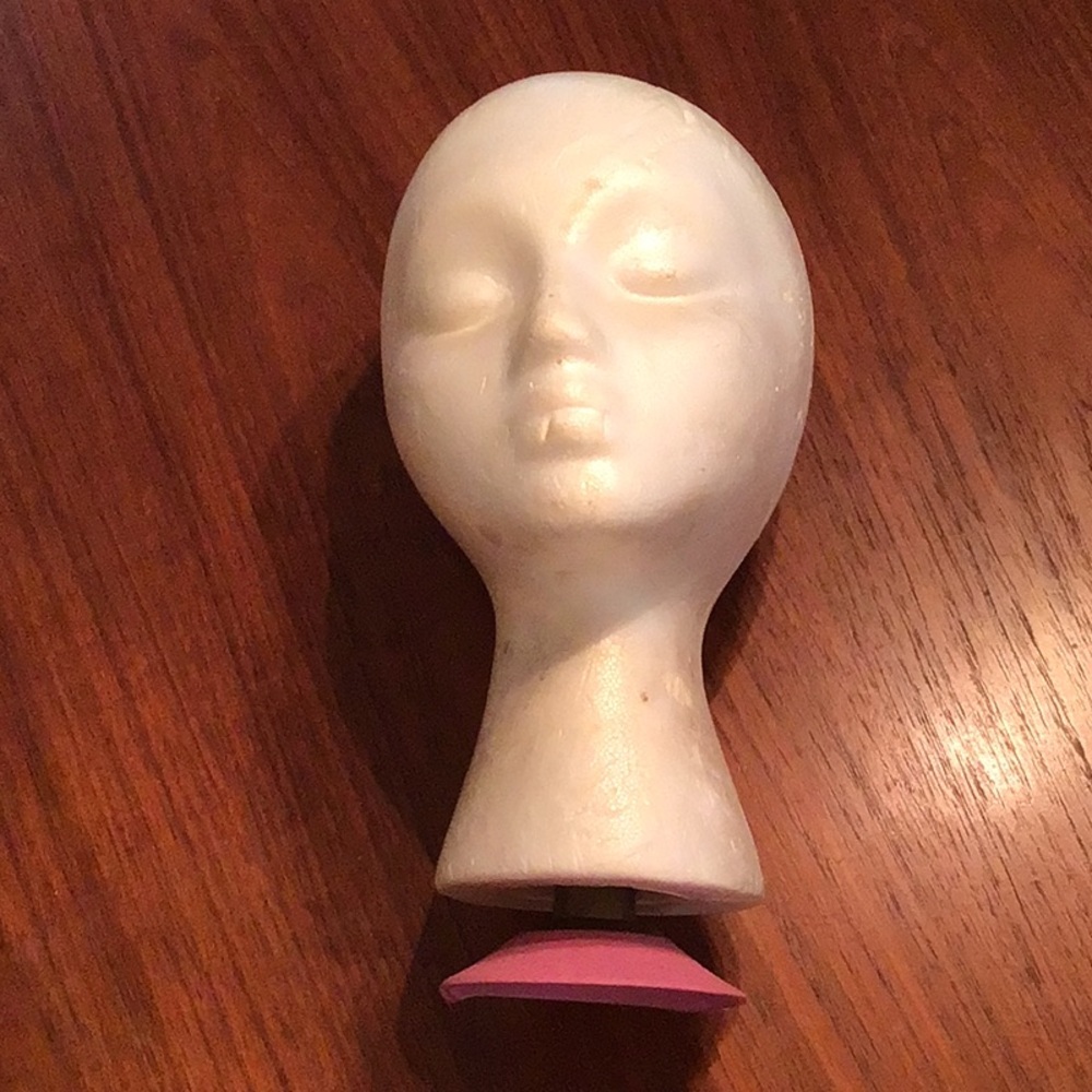 Norman Kartiganer wig form with pink suction base vintage 70s